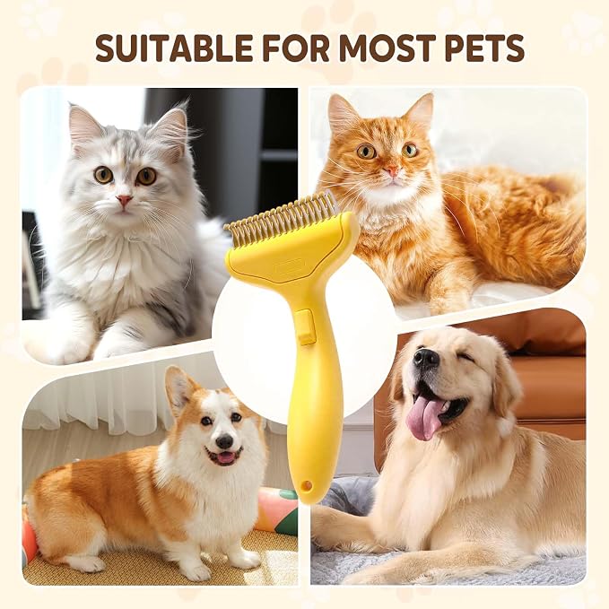 Pet Grooming Brush, 2026 Upgrade Undercoat Rake, Dematting Comb for Dogs and Cats, Removes Tangles Knots and Loose Fur Designed for Thick Coats Long Hair Daily Pet Grooming Use