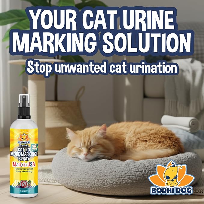 Bodhi Cat No More Marking! Spray - Indoors & Outdoors Cat Urination Deterrent - Neutralizes Strong Odors from Marking - Pet-Safe Formula for Everyday Use - Made in USA (8 Fl Oz)