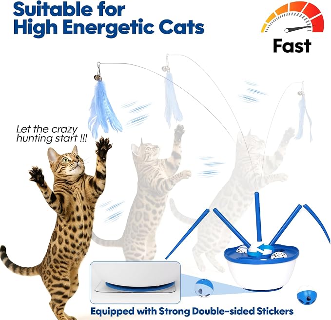 Pawingcat Automatic Cat Wand Toy Interactive Cat Toy Catnip Balls 7in1 Detachable Cat Toys for Bored Indoor Adult Cats Rechargeable Cat Interactive Toys