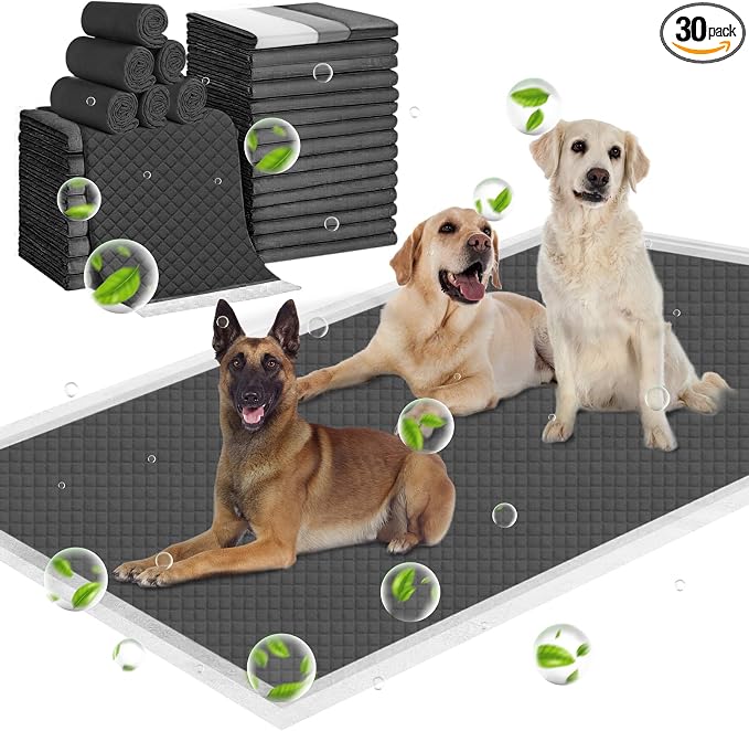 Extra Large 31"x47" 30 Odor-Control Super Absorbency Charcoal Pee Pads - Thicken Disposable Potty Pads for Dogs and Cats
