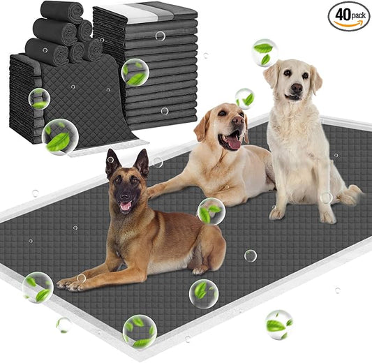 Extra Large 31"x47" 40 Pcs Odor-Control Super Absorbency Charcoal Pee Pads for Dogs & Cats - Leak-Proof Thicken Disposable Potty Pads