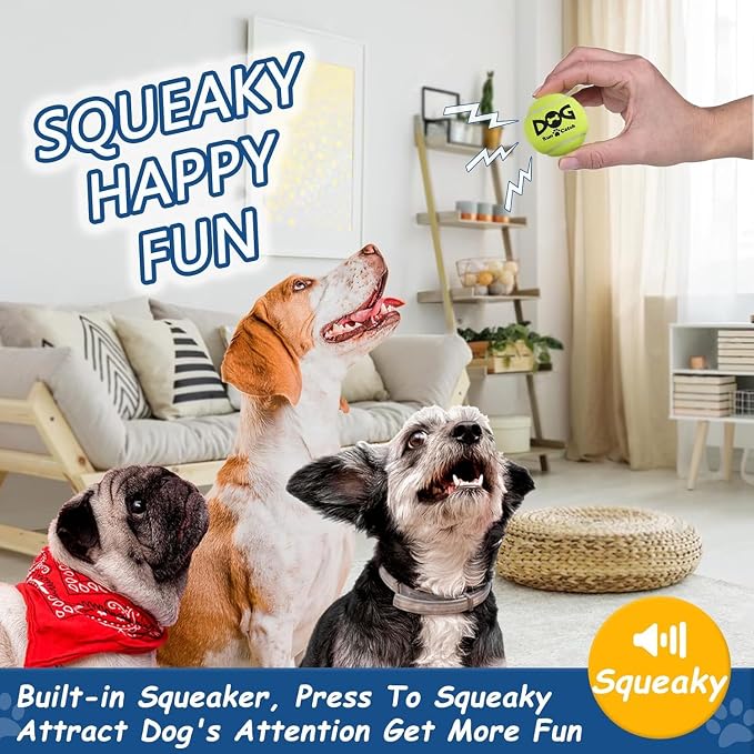 INSUM 40 Pack Small Tennis Balls for Dogs - 2 Inch Squeaky Dog Balls Toys with Mesh Bag, SGS Certified, Durable Non-Toxic, Built in Squeaker, Small Breeds
