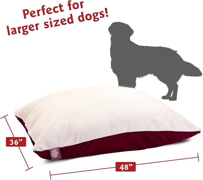 Majestic Pet Rectangle Large Dog Bed Washable – Removable Slipcover Pet Bed – Dog Crate Bed Super Value Pillow Dog Bed – Dog Kennel Bed for Sleeping - Dog Bed Large Breed 36 x 48 Inch – Burgundy