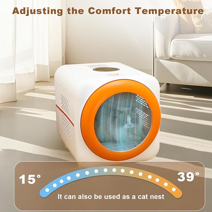 Pet Dryer Box with LED 30 Million Negative Ions&Multi-Function, 360° Efficient Automatic and Quite Box for Cats, Dogs, Smart Touch Screen Temperature Control, Safe Design for Pet Hair Dryer