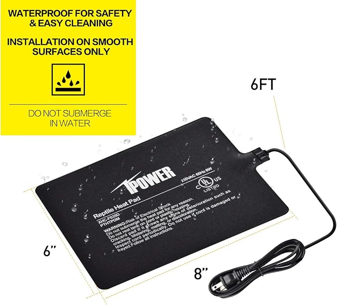 iPower 6 by 8-Inch 8W Reptile Heat Mat, LCD Digital Aquarium Thermometer, Under Tank Warmer Terrarium Heat Pad for Turtles Lizards Frogs and Other Small Animals, Multi Sizes (Pack of 3)