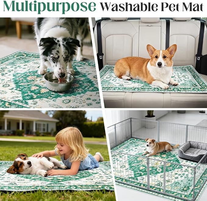 Washable Pee Pads for Dogs 2 Pack Reusable Puppy Training Pads 36"x36" Super Absorbent Waterproof Dog Training Pads, Non-Slip Potty Pads Whelping Pads Litter Mat Pet Supplies - Green Medallion