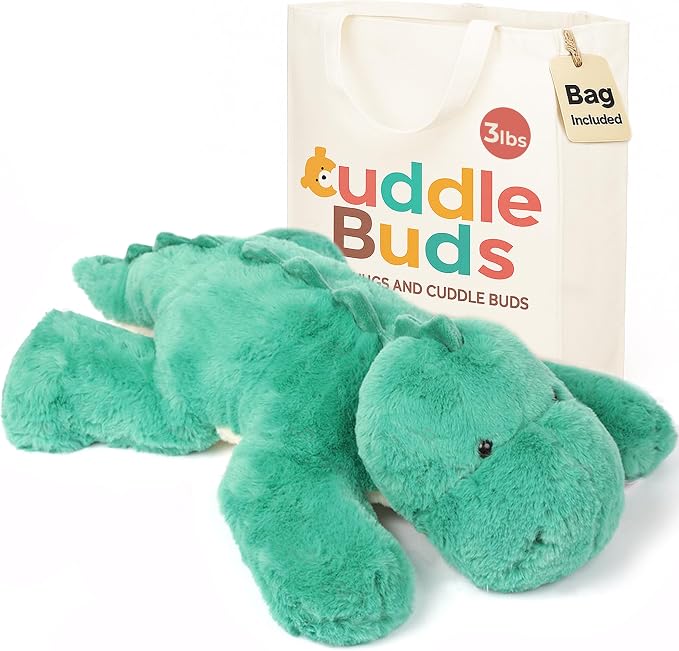 Cuddle Buds 3lbs Weighted Dinosaur Stuffed Animal for Sensory Needs, 20'' Plush Dino, Weighted Stuffed Animals for Adults, Soft Dinosaur Toy