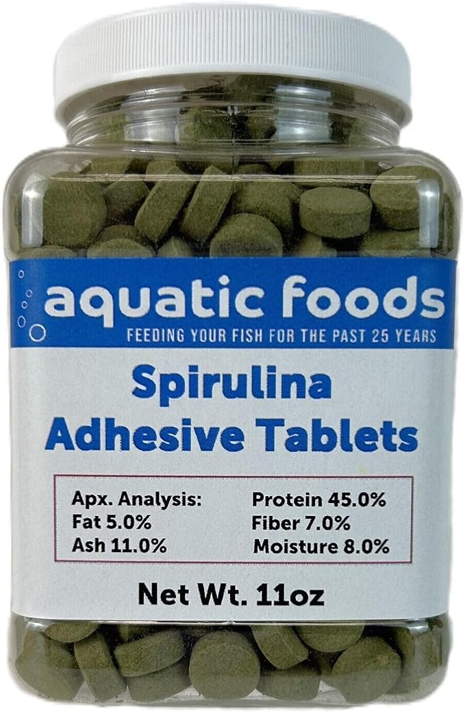 1/2" x 3/8" Spirulina Glass Sticking Wafers for Tropical & Community Fish Tetras, Guppies, Angel Fish, Cichlids, Goldfish. All Tropical Fish - WL…11oz Jar