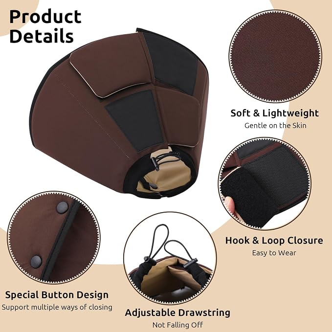 Queenmore Dog Cones for Large Dogs, Soft Dog Cone for Large Breeds, Cone for Dogs After Surgery, Adjustable Elizabethan Collar for Pet to Prevent Licking Wounds, Brown L