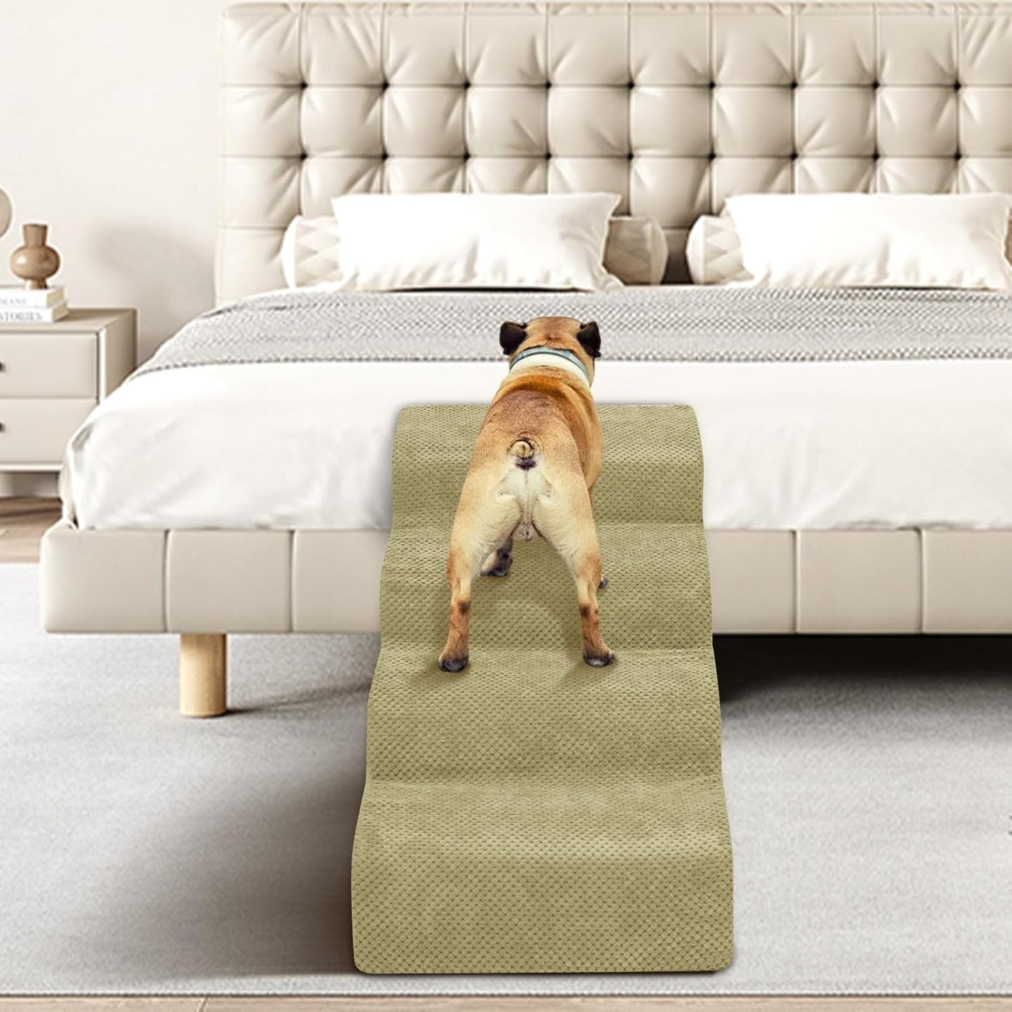 Dog Stairs for Small Dogs - High Density Foam Pet Steps, Extra Wide Dog Ramp with Non-Slip Bottom for High Beds, Couch and Sofa, Best for Dogs Injured, Older Doggy Cats