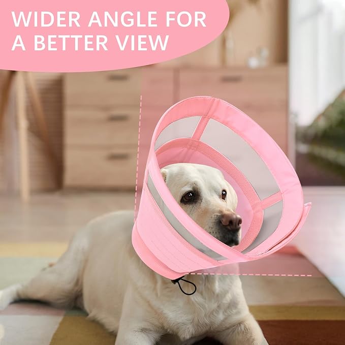 ASENKU Dog Cone Collar, Soft Adjustable Cone for Dogs to Stop Licking, Lightweight Recovery Dog Cone After Surgery, Pet E-Collar for Small, Medium & Large Dogs (Pink, S)