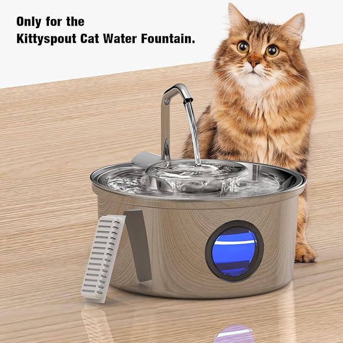 Hicuper Cat Water Fountain Filters,Replacement Filter for 108oz/3.2L Cat Fountain,10 Packs Filters & 2 Sponges Set for Stainless Steel Pet Water Fountain (Model:PET-HS001-US)
