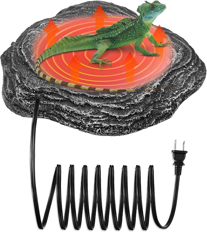 Reptile Heat Rock Terrarium Tank Heating Pad Thermostatic Controlled Heated Mat Basking Platform for Bearded Dragon, Lizard, Snake, Chameleon, Turtle, Leopard Gecko