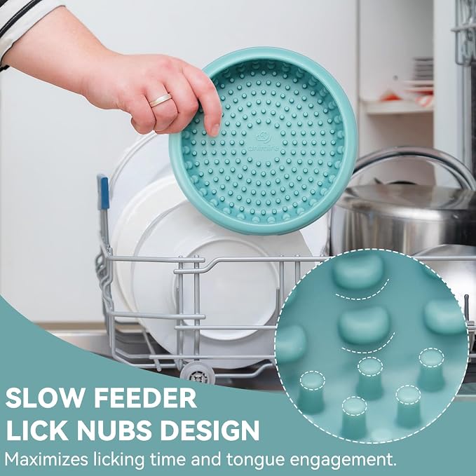 Dog Lick Bowl, Animire Freeze Lick Mat for Dogs, Non-Slip Slow Feeder Licking Bowl Enrichment Treat for Distraction Anxiety Relief, Food Grade Silicone, Dishwasher Safe(Teal,S)