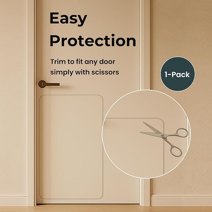 Heavy Duty Door Protector from Dog Scratching 16 x 30'' Transparent PVC Pet Door Guard Protection, Easy Install & Remove Custom-Cut Anti-Scratch Shield for Interior Doors, Cat Damage Prevention 1-Pack