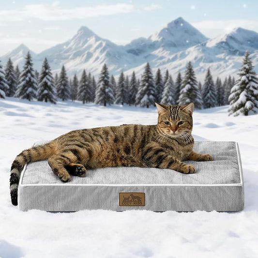 COZY KISS Cooling Dog Bed for Crate, Waterproof Dog Crate Mat with Removable Washable Cover, Orthopedic Egg Crate Foam Support, Small Dog Bed 24x16x3 Inch,Silver Grey