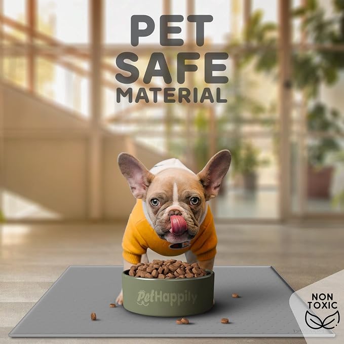 Dog Food Mat - 28x18 Raised Edges Dogs Mat for Food and Water Prevent Spill, Waterproof Cat Food Mats Protect Floors, Easy Clean Dog Bowl Mats for Food and Water, Silicone Pet Feeding Placemats