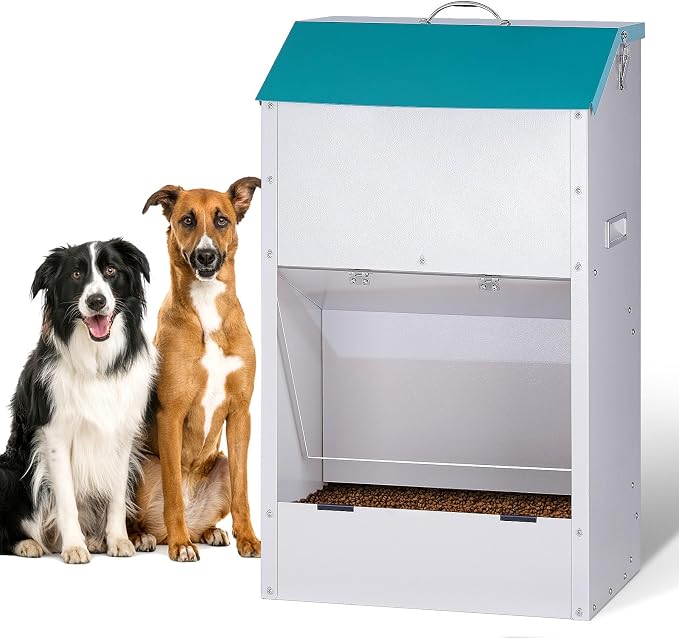 Automatic Dog Feeder Large Breed 50 lb, Galvanized Metal Gravity Self Feeding Dog Food Dispenser Extra Large Automatic Pet Feeder, for Indoor or Outdoor Use