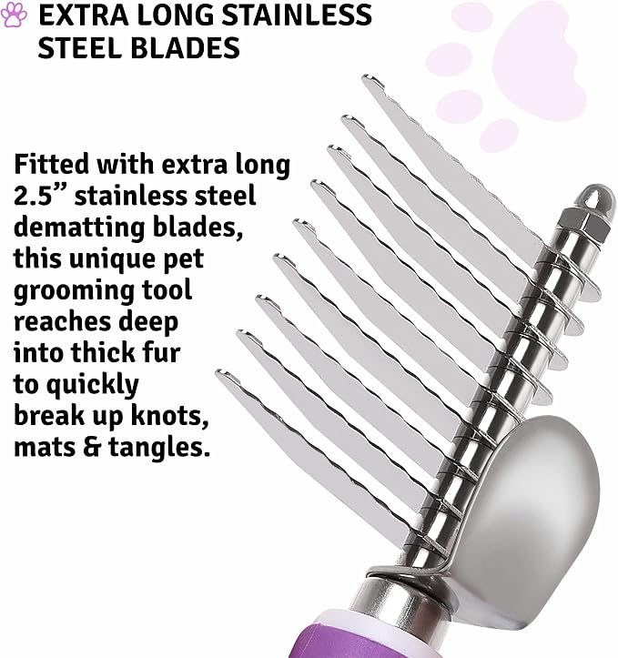 Poodle Pet Dematting Fur Comb Brush Tool + Dog Grooming Bundle