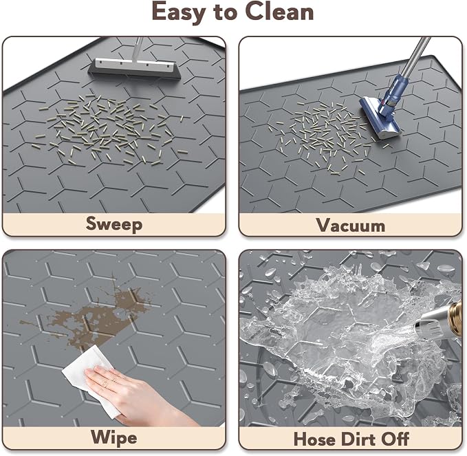 Garoopion Cat Litter Box Mat, Large 34.05×22.5 inch Cat Litter Mat, Waterproof Silicone Pad for Floor, Dark Gray