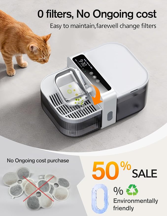 Wireless Cat Water Fountain with No Filters, 180-Day Battery & Precision Flow Control,3.5L Smart Pet Water Dispenser with Wastewater Separation & Custom Scheduling for Cats & Dogs, White
