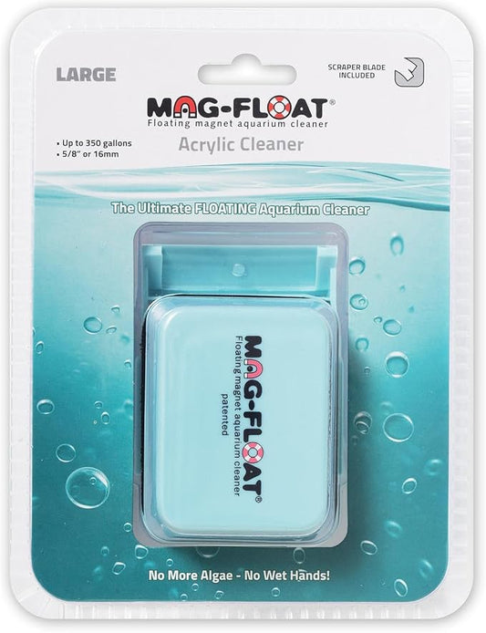 Mag-Float Large Acrylic Aquarium Algae with Scraper Cleaner | Magfloat Floating Magnetic Fish Tank Magnet Cleaning Scrubber Brush Tool for Freshwater Saltwater Marine Reef Tanks