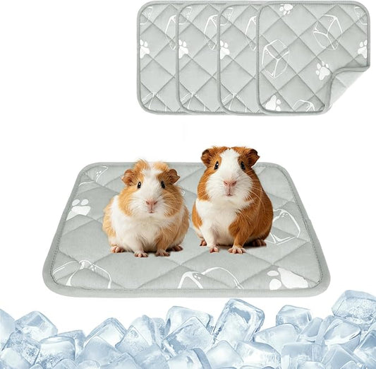 Homimp Summer Cooling Mat for Small Animals, 8PCS Guinea Pig Cage Liner Hamster Pee Pad, Washable Rabbit Cool Pad, Breathable Bed Blanket for Bunny Hedgehog, Keep Cooling for Pets, Grey 12"X 12"