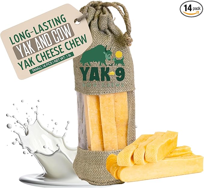 Yak9 Himalayan Yak Cheese Dog Chews | No Hide Dog Chews Long Lasting | High Protein, Non GMO, Gluten & Grain Free | Yak & Cow Milk Natural Dog Chew | Small, 14 PC