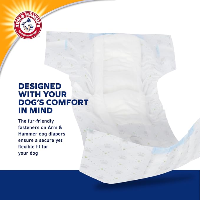 Arm & Hammer for Pets Disposable Female Dog Diapers with Odor Control and Wetness Indicator, Leak Resistant Dog Diapers for Incontinence and Heat Cycles, Size Medium 16.5–21 in Waist, 12 Count