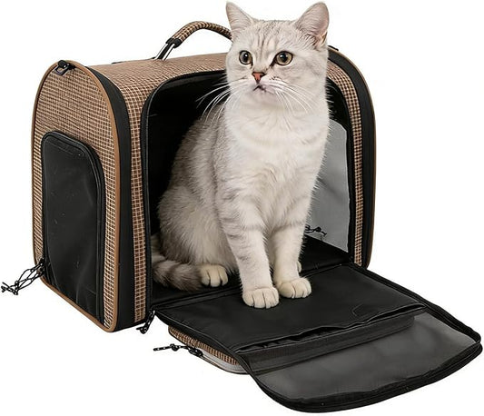 ETIAL Expandable Pet Carrier Backpack for Cats & Small Dogs, 30% Extra Large Space (Up to 20lbs), Airline Approved, Breathable Mesh, Foldable Travel Bag with Shoulder Strap & Luggage Sleeve