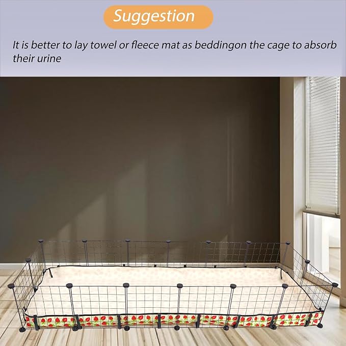 Guinea Pig Cage Liner，Washable Waterproof Oxford Cloth Cage Liners for Small Animals,Hamster Chinchilla Hedgehog Rabbit and Other Small Animals Not Include Cage(24x70 inches)