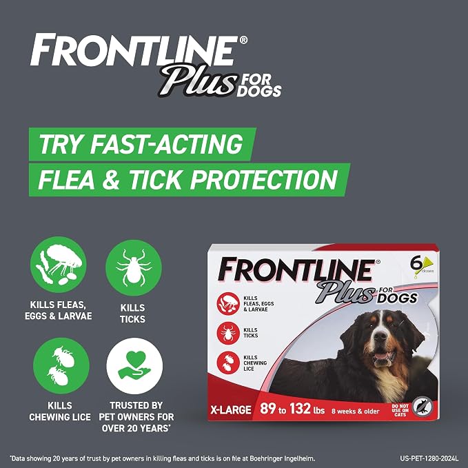 FRONTLINE Gold Flea & Tick Treatment for X-Large Dogs Up to 89 to 132 lbs., Pack of 6