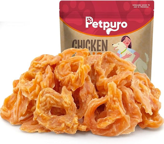Chicken Rings Dog Treats 2 Pound, Real Chicken Jerky Rawhide-Free Soft Chews, Natural High Protein Limited Ingredient Training Snacks for Small Medium Large Dogs