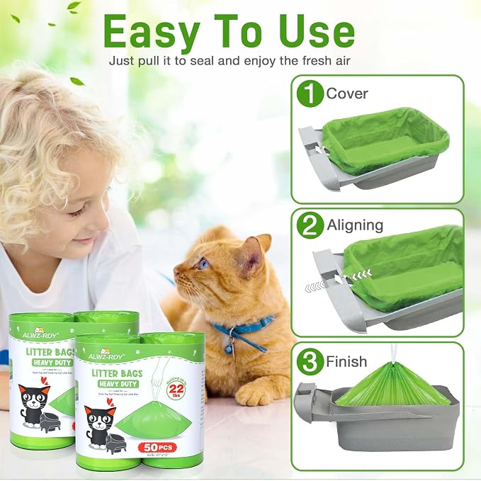 100 Count Cat Litter Bags Liners Compatible with Neakasa M1 and Petpivot Self Cleaning Cat Litter Box Replaced Waste Bags with Drawstring Heavy Duty Leak-proof 27" x 13"