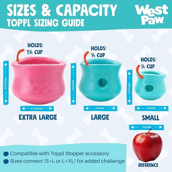 WEST PAW Zogoflex Toppl Interactive Treat Dispensing Puzzle Dog Toy for Mental Stimulation & Enrichment-Holds Kibble & Treats-Lickable, Freezable & Dishwasher Safe-Made in USA-Large-Geranium
