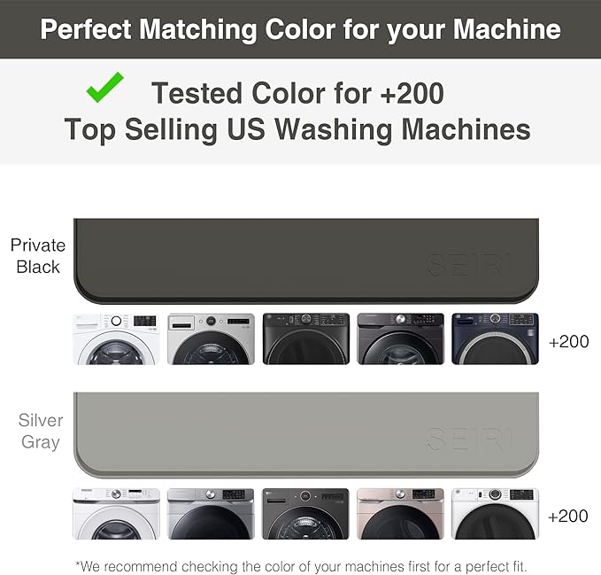 2 PACKS SEIRI Washer and Dryer Topper, 26" x 26" Silicone Dryer Top Protector Mats for Flat Top Surface Cover and Front Load Washing Machine Non-Slip Waterproof Laundry Topper Mat Large (Light Gray)