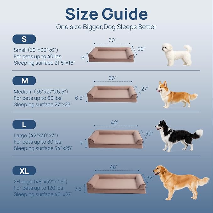 Cooling Dog Bed Large Sized, Orthopedic Pet Cooling Beds with Sides, Breathable Egg Crate Foam with Removable Washable Cover, Q-Max>0.45, Non-Shedding Hair, Dusty Rose