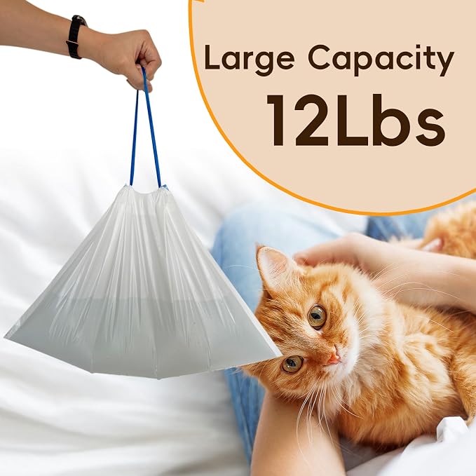 150 Counts Cat Litter Liners Bag Compatible with MW-SC01/MW-SC02/MW-LR01 Automatic Self Cleaning Cat Litter Box, 18" x 12.6"Heavy Duty Replacement Trash Bags with Drawstring, Waste Bags