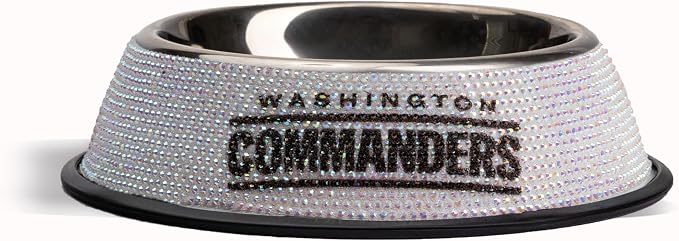 The Memory Company Officially Licensed Stainless Steel Pet Bowl, Premium Bling Team Logo Dog & Cat Food & Water Dish, Non-Slip Rubber Base, for Large/Small Breeds