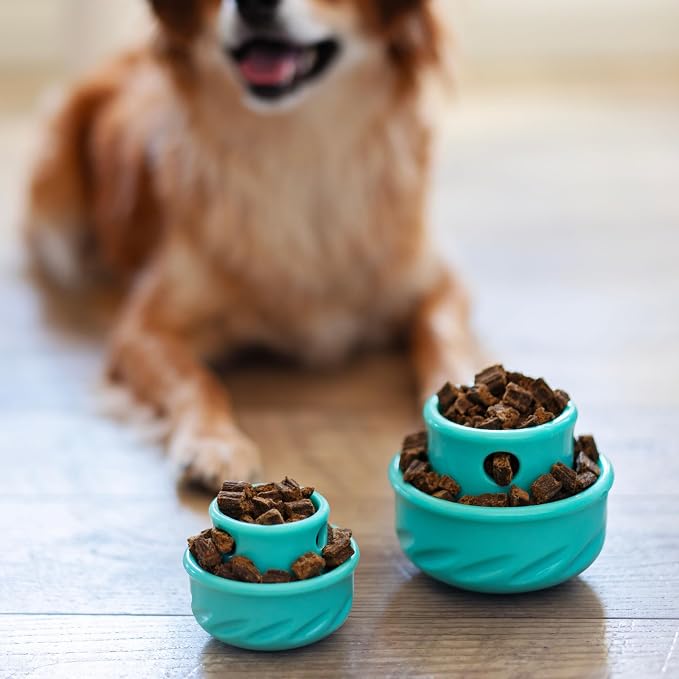 Messy Mutts Totally Pooched Puzzle 'n Play Mushroom | Stuffable Treat Toy for Dogs |Durable TPR | 4” x 3.5” (Large) Dog Toy | Teal