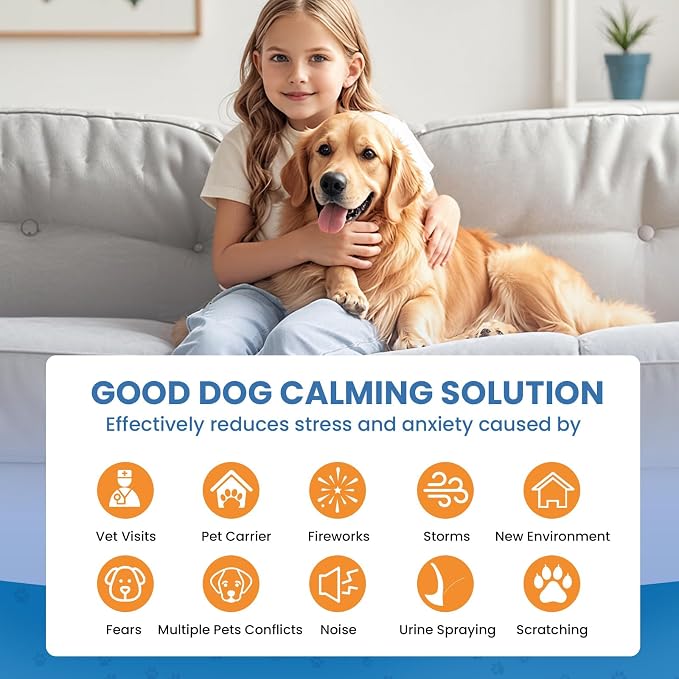 Dog Pheromones Calming Diffuser + Cat Calming Diffuser, Relaxing Pheromone for Cat Dog Relief Stress Anxiety Fighting Scratching