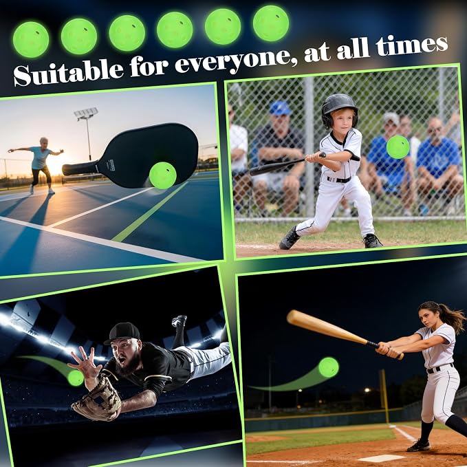 Coopay 3/6/12 Pack Practice Balls Glow in The Dark Baseballs Plastic Soft Baseballs with Drawstring Bag for Indoor Outdoor Night Training, Backyard Games Batting Hitting Softballs