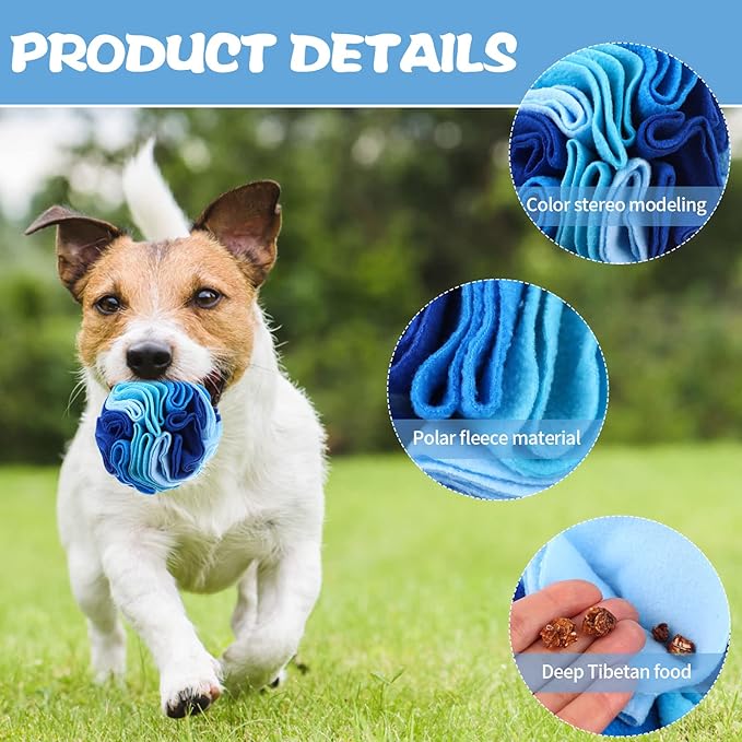 3 Pcs Snuffle Ball for Dogs Stress Relief Interactive Dog Snuffle Ball Toys Dog Foraging Mat Pet Snuffles Balls Toy Dogs Treat Ball Pad Pet Puzzle Toys for Anxiety Relief Enhance Sniffing