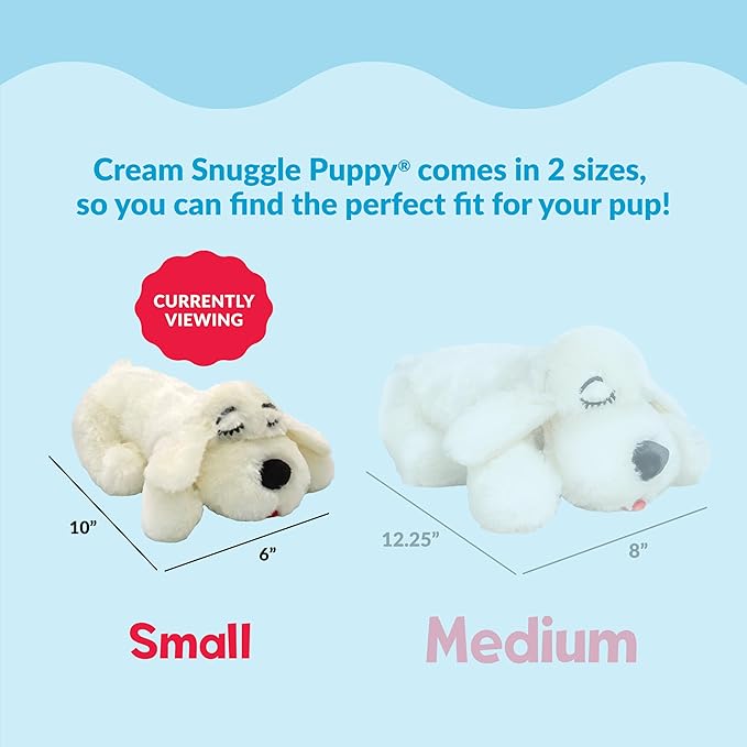 Snuggle Puppy Heartbeat Puppy Toy for Small Breeds, Compact Plush Dog Toy with Real-Feel Pulse, Designed for Crate Time, First Nights, and Rest - Cream