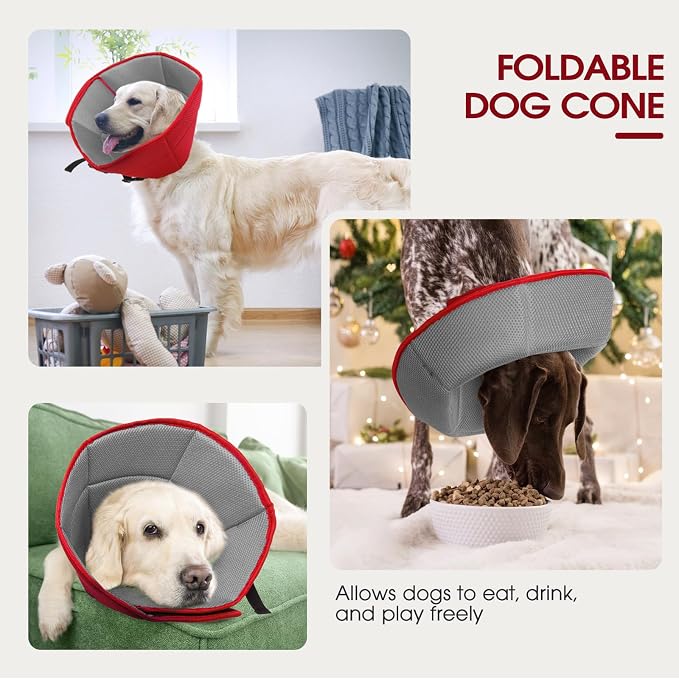 Dog Cone Collar After Surgery, Soft Cone for Small Dogs to Stop Licking, Adjustable Elizabethan Collar for Dogs, Lightweight Breathable Dog Recovery Cones for Wound Healing & Hot Spots