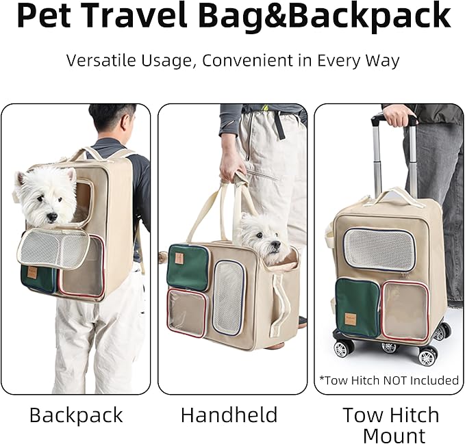 Pet Carrier Backpack for Cats & Dogs - Portable Multi-Functional Large Capacity Pet Bag, Handheld Pet Carrier with Mesh Ventilation & Multiple Pockets
