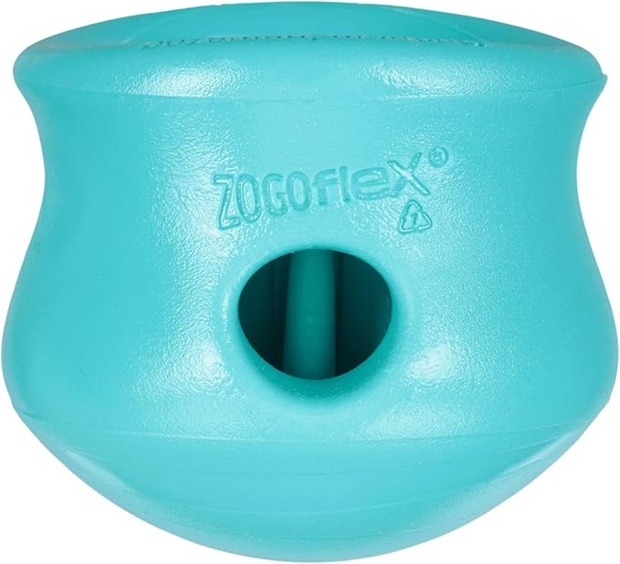 WEST PAW Zogoflex Toppl Interactive Treat Dispensing Puzzle Dog Toy for Mental Stimulation & Enrichment-Holds Kibble & Treats-Lickable, Freezable & Dishwasher Safe-Made in USA-Large-Teal