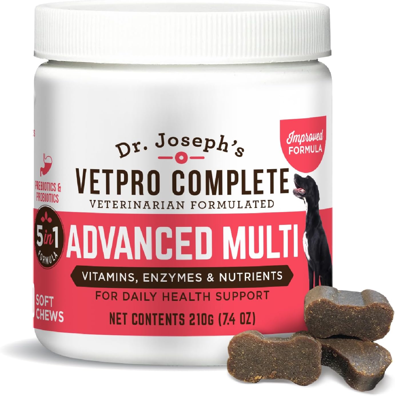 Dr. Joseph's VetPro Complete Multivitamin Dog Supplement, 60 Count (Small Dog 60 Days Supply), 5 in 1 Chew with Vitamins, Enzymes & Nutrients, Hip and Joint Health, Immune System and Allergy Support
