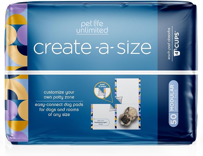 Pet Life Unlimited Create-a-Size Puppy Pads, Pee Pads for Dogs, Dog TrainingPads - Fragrance Free DogPads, - Made in The USA - 22" x 22" - 50 Count (Pack of 4)