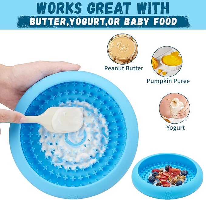 Dog Lick Bowl, Bestalk Anxiety Relief Slow Feeder Dog Lick Mat Treat Dispenser, Non-Slip Dogs Licking Bowl Enrichment Toys, BPA Free Silicone, Dishwasher Safe